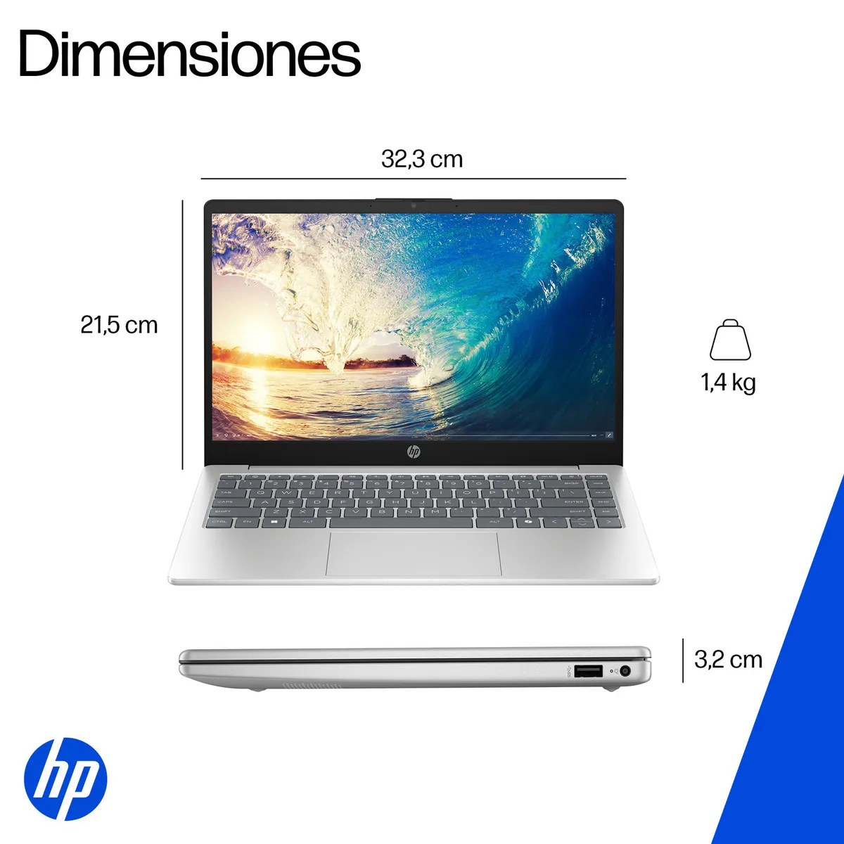 HP - Laptop HP Intel Core i3 8GB 512GB SSD 14" 14-ep0132la