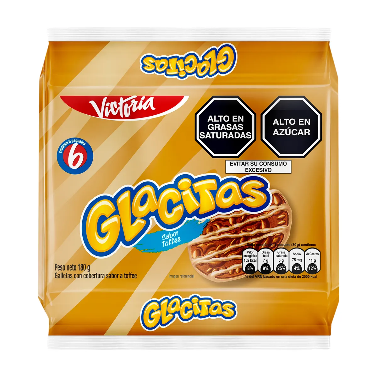 GLACITAS - Galletas Glacitas Tofee Sixpack 180 g