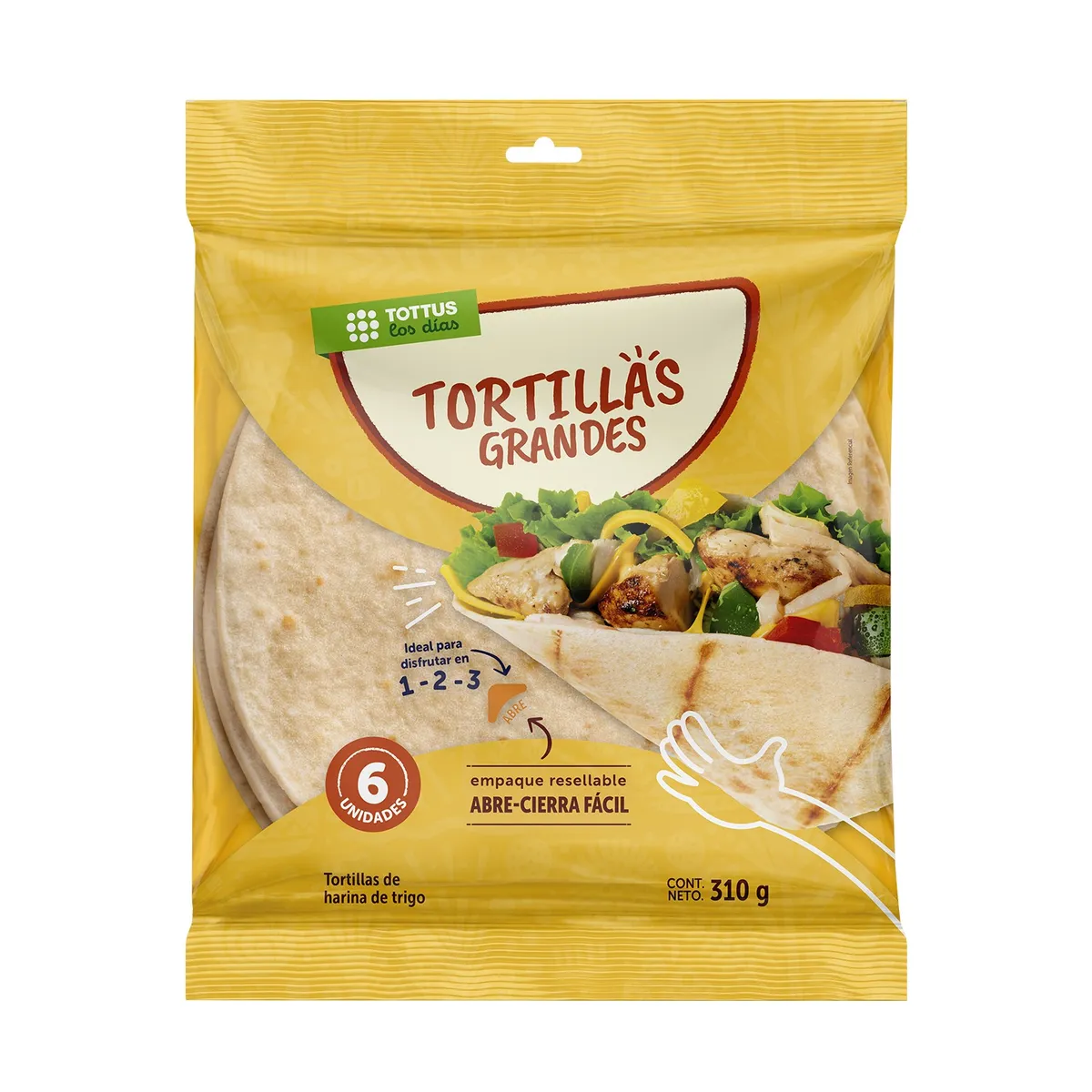 TOTTUS - Tortillas de Trigo Grandes Tottus Bolsa 6 Und