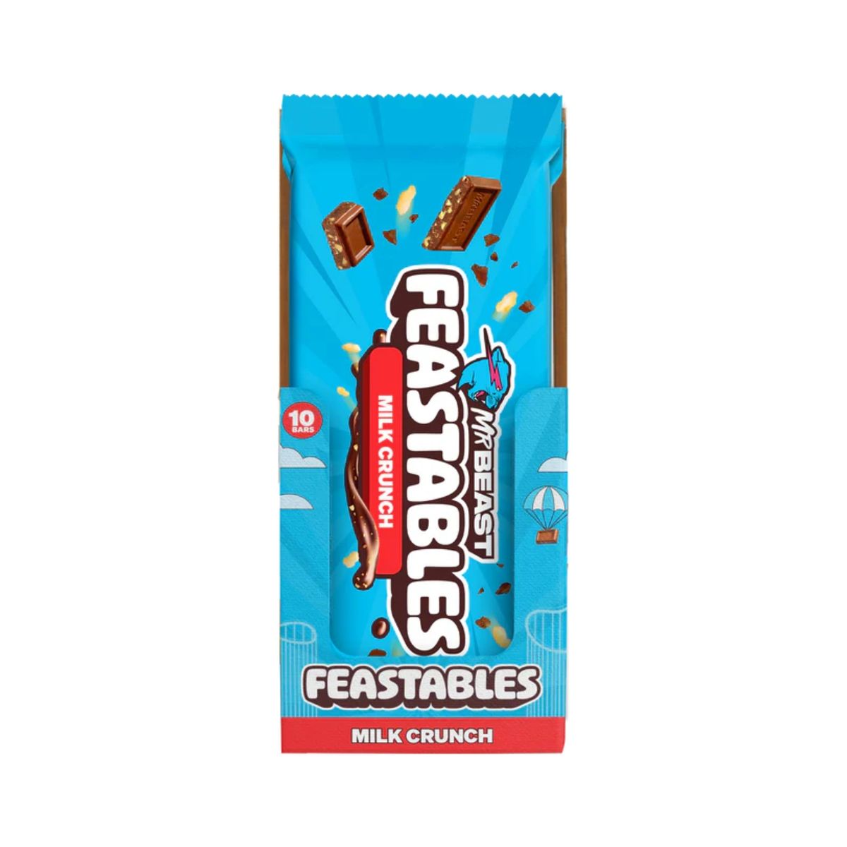 MR BEAST FEASTABLES - Barra de Chocolate Feastables Milk Chocolate Crunch Display 10 Und