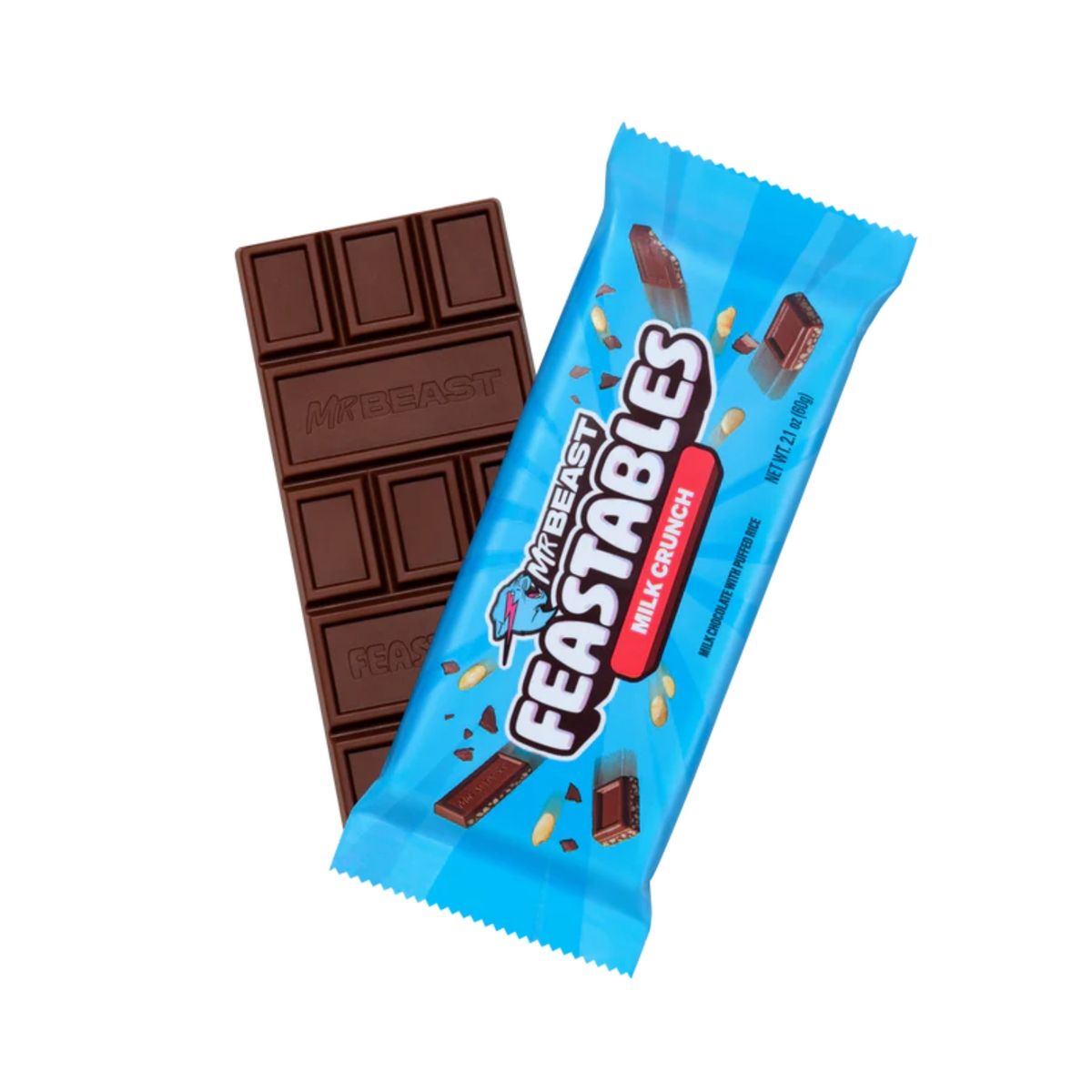 MR BEAST FEASTABLES - Barra de Chocolate Feastables Milk Chocolate Crunch Display 10 Und