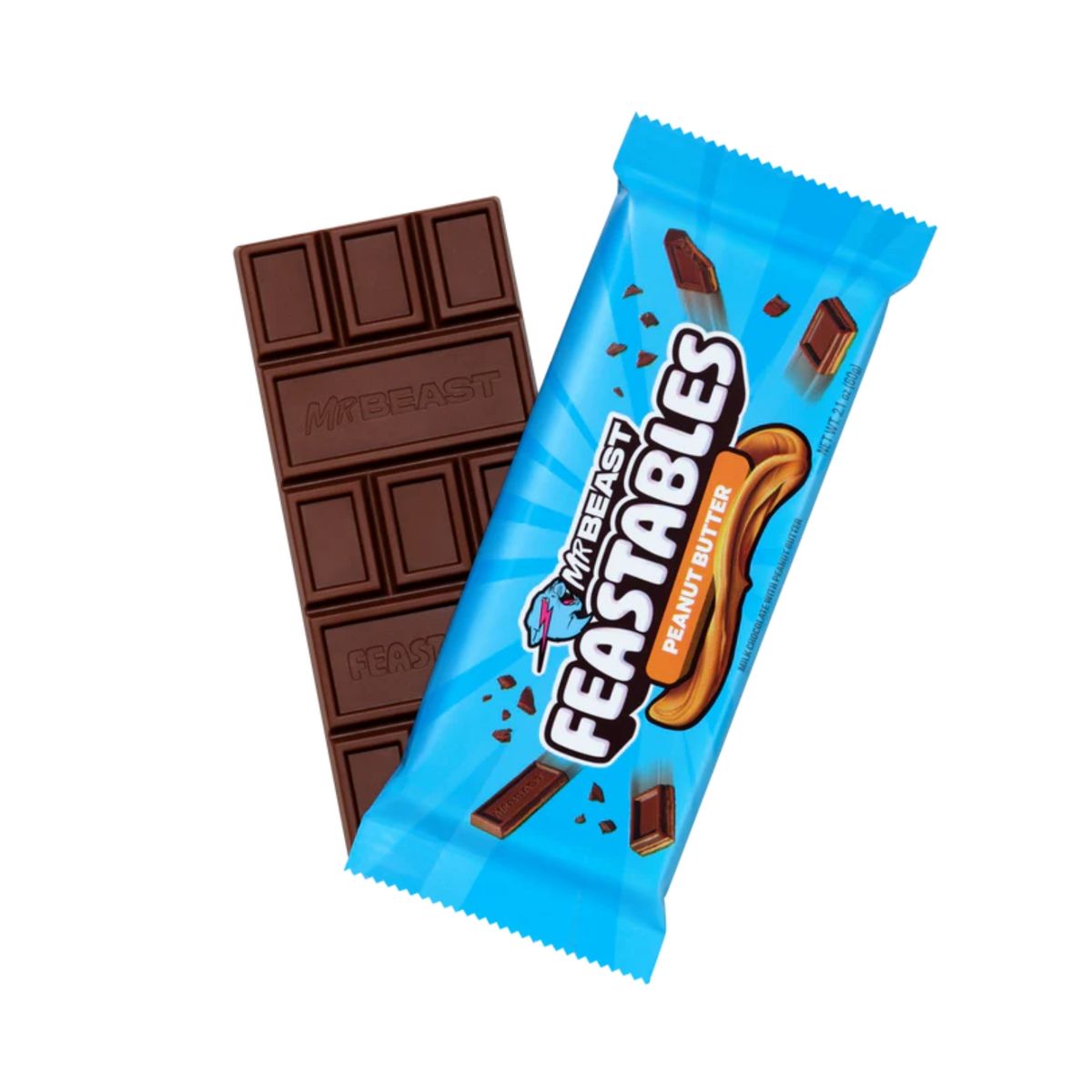 MR BEAST FEASTABLES - Barra de Chocolate Feastables Peanut Butter Display 10 Und