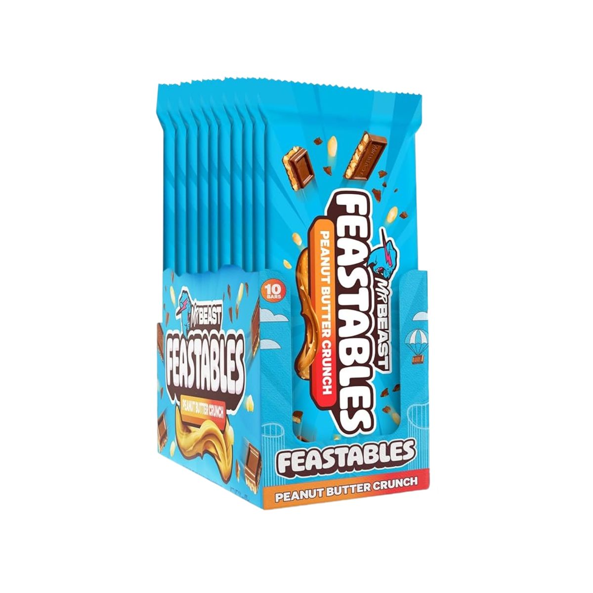 MR BEAST FEASTABLES - Barra de Chocolate Feastables Peanut Butter Crunch Display 10 Und