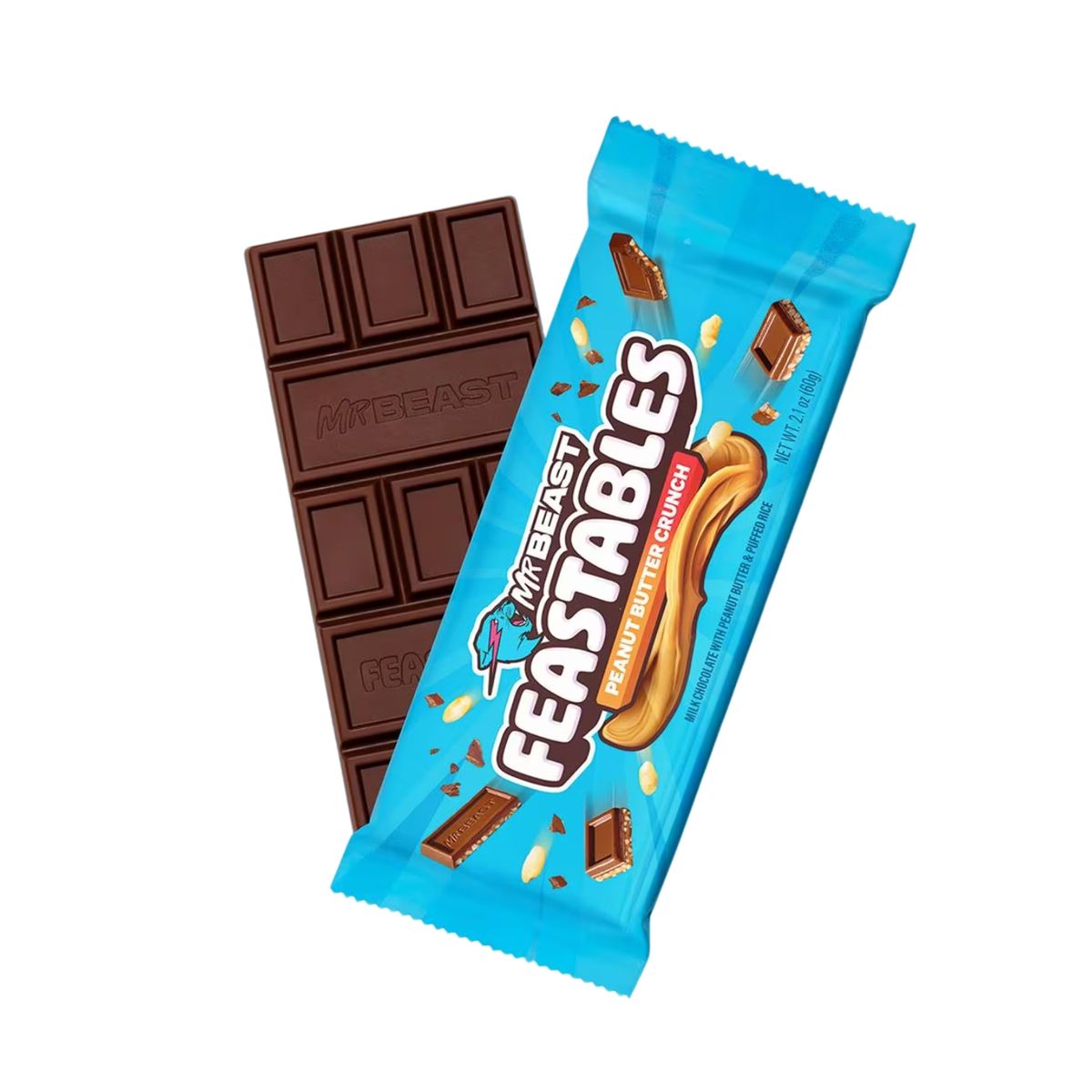 MR BEAST FEASTABLES - Barra de Chocolate Feastables Peanut Butter Crunch Display 10 Und