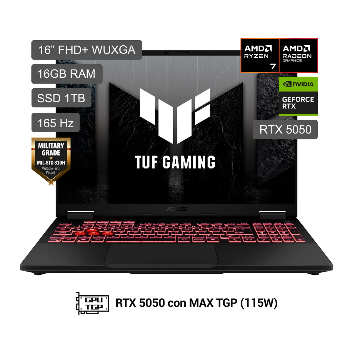ASUS - Laptop ASUS TUF GAMING A16 R7 260 1TB Ssd 16GB Rtx 5050