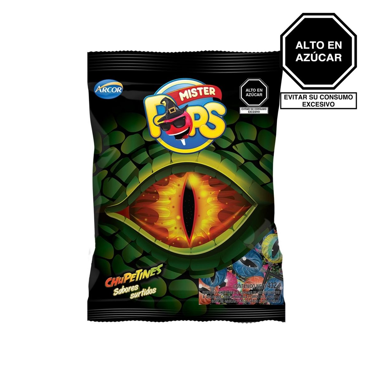 ARCOR - Chupetines Arcor Mister Pops Surtido Dragon Eyes Bolsa 432 g