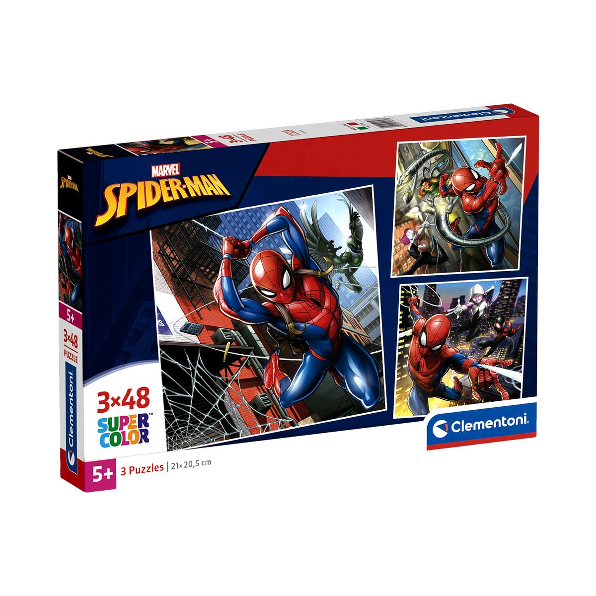 CLEMENTONI - Rompecabezas Square Marvel Spiderman 3x48 Pzas
