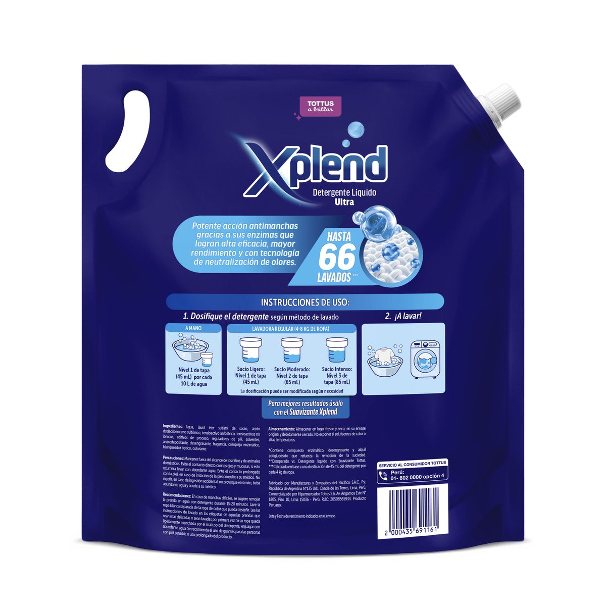  - Detergente Líquido Xplend Ultra Doypack 3 L