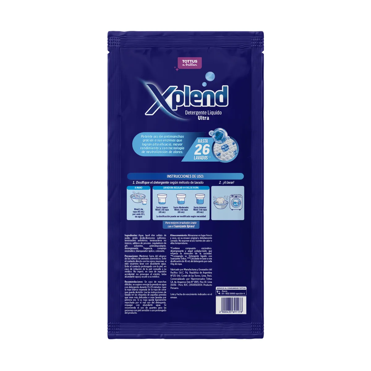 TOTTUS XPLEND - Detergente Líquido Xplend Ultra Doypack 1.2 L