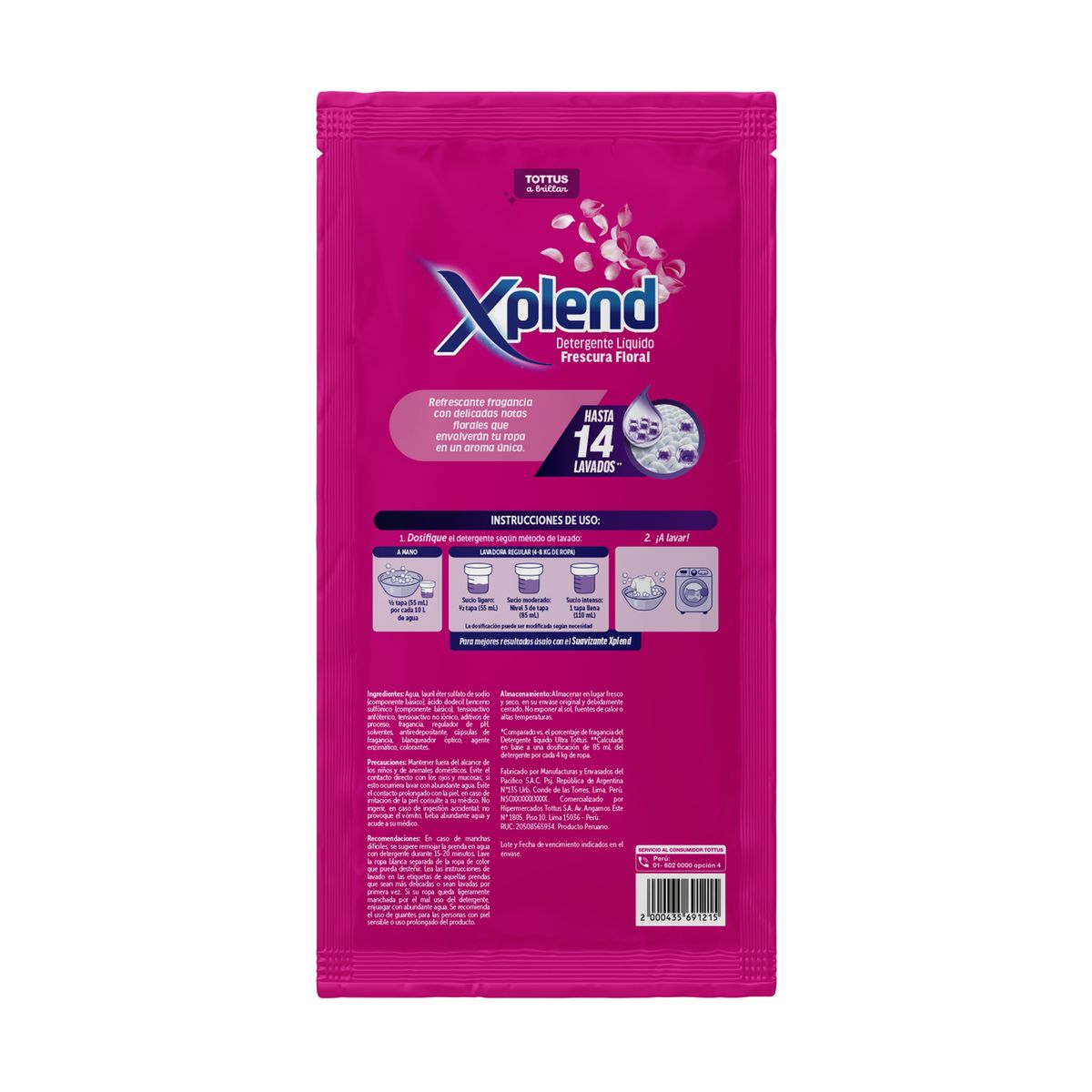 XPLEND - Detergente Líquido Xplend Frescura Floral Doypack 1.2 L
