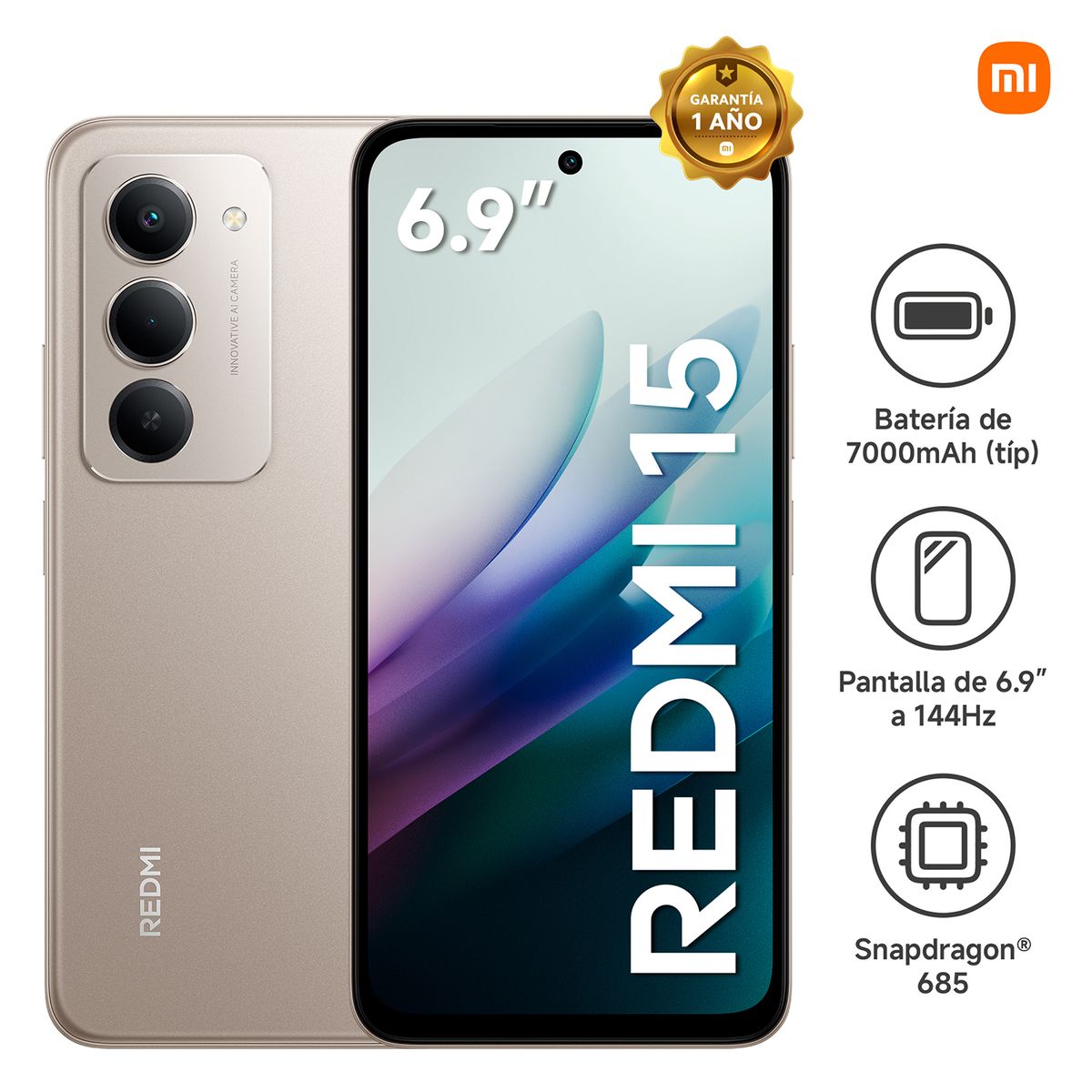 XIAOMI - Smartphone Xiaomi Redmi 15 Titan Gray 8Gb 256Gb