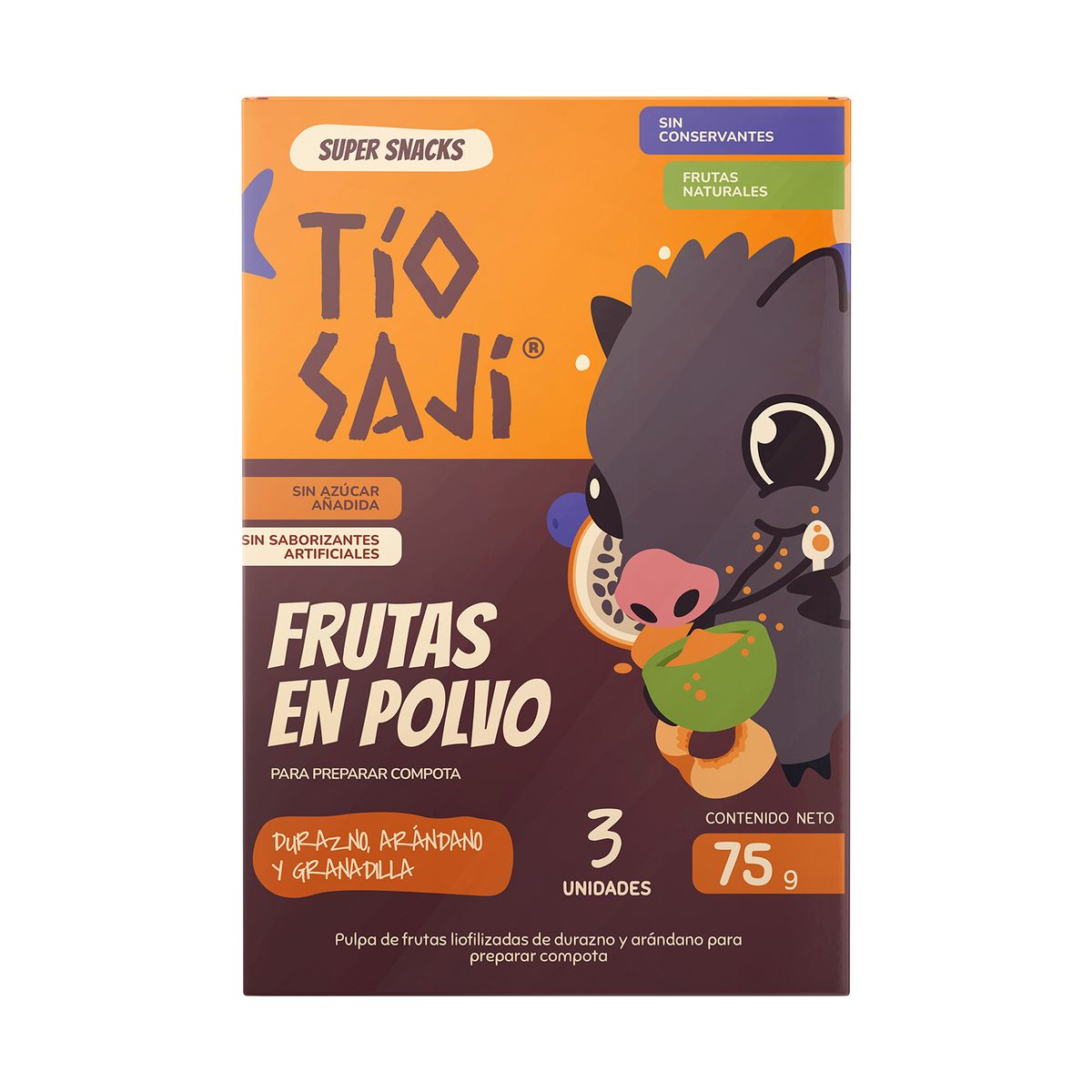 TIO SAJI - Fruta en Polvo Tio Saji Arándano y Granada Caja 3 Und