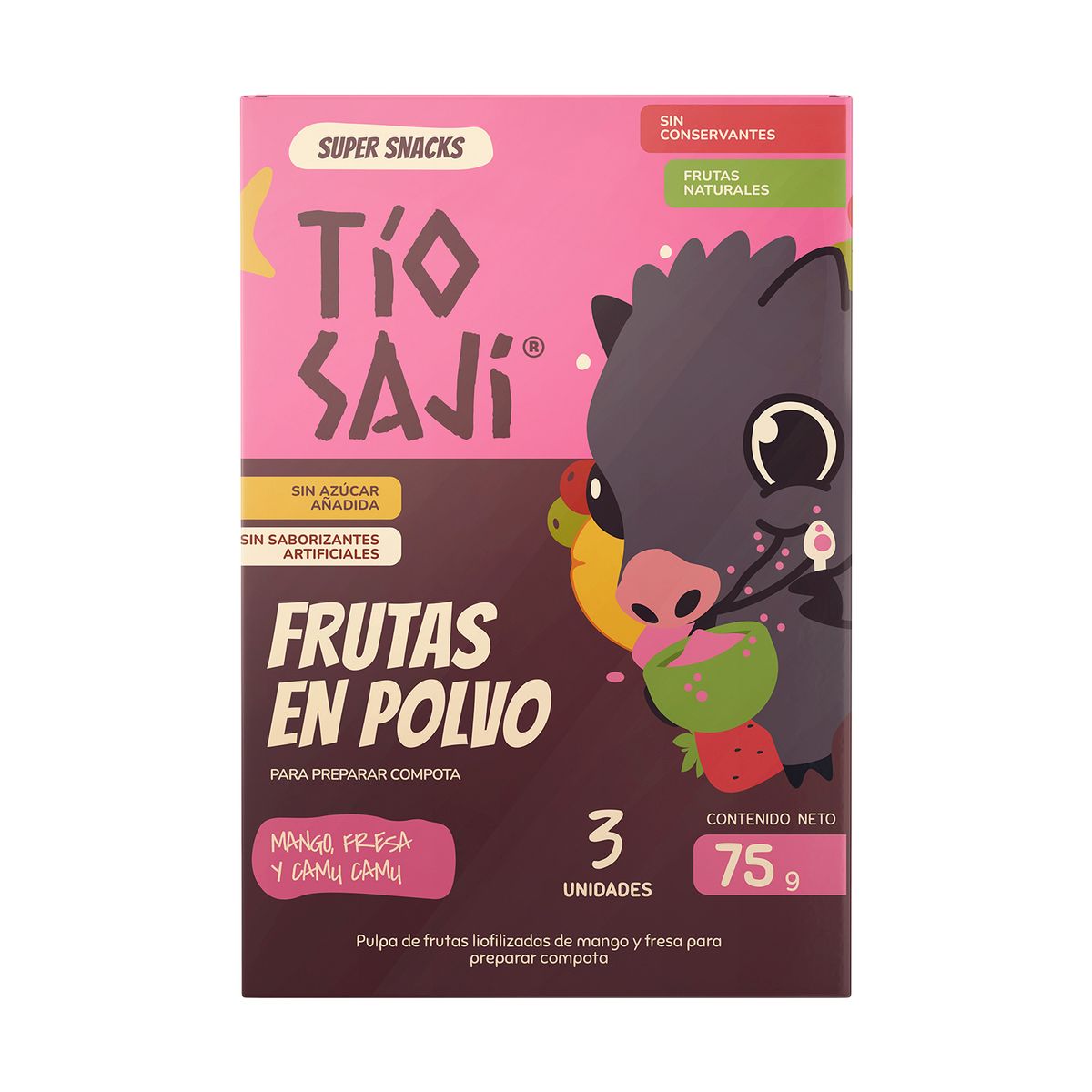 TIO SAJI - Fruta en Polvo Tio Saji Mango y Camu Camu Caja 3 Und