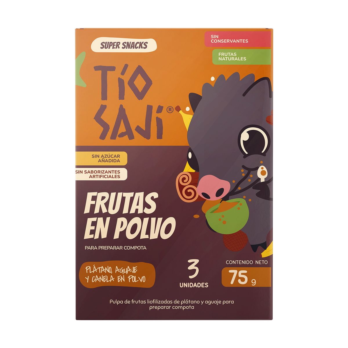 TIO SAJI - Fruta en Polvo Tio Saji Plátano y Aguaje Caja 3 Und