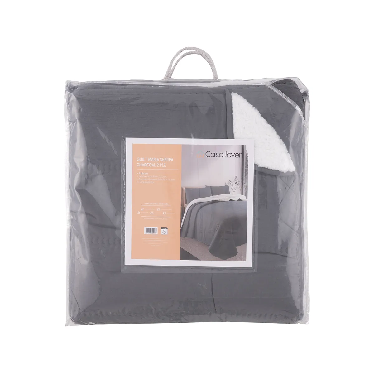 CASA JOVEN - QUILT MARIA SHERPA CHARCOAL 2 PLZ