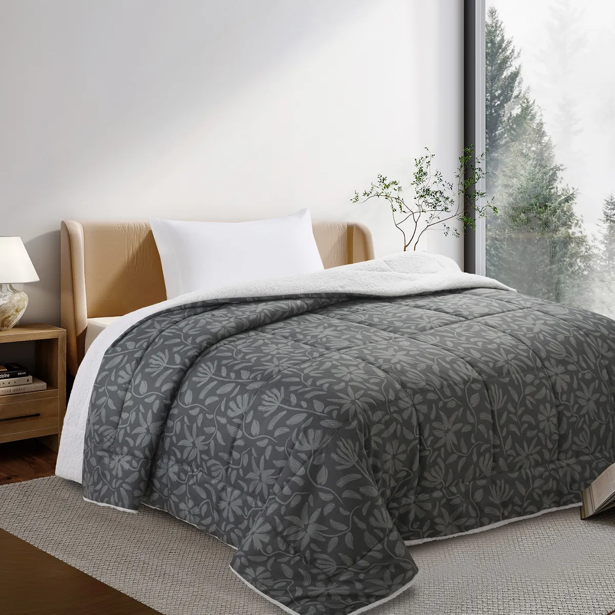 CASA JOVEN - EDREDON EMA SHERPA EST CHARCOAL 1.5PLZ