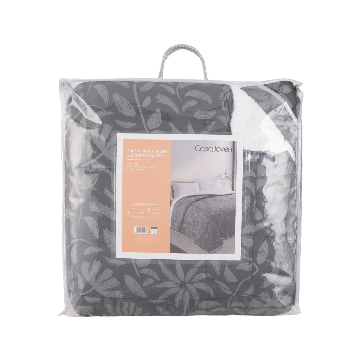 CASA JOVEN - EDREDON EMA SHERPA EST CHARCOAL 2PLZ