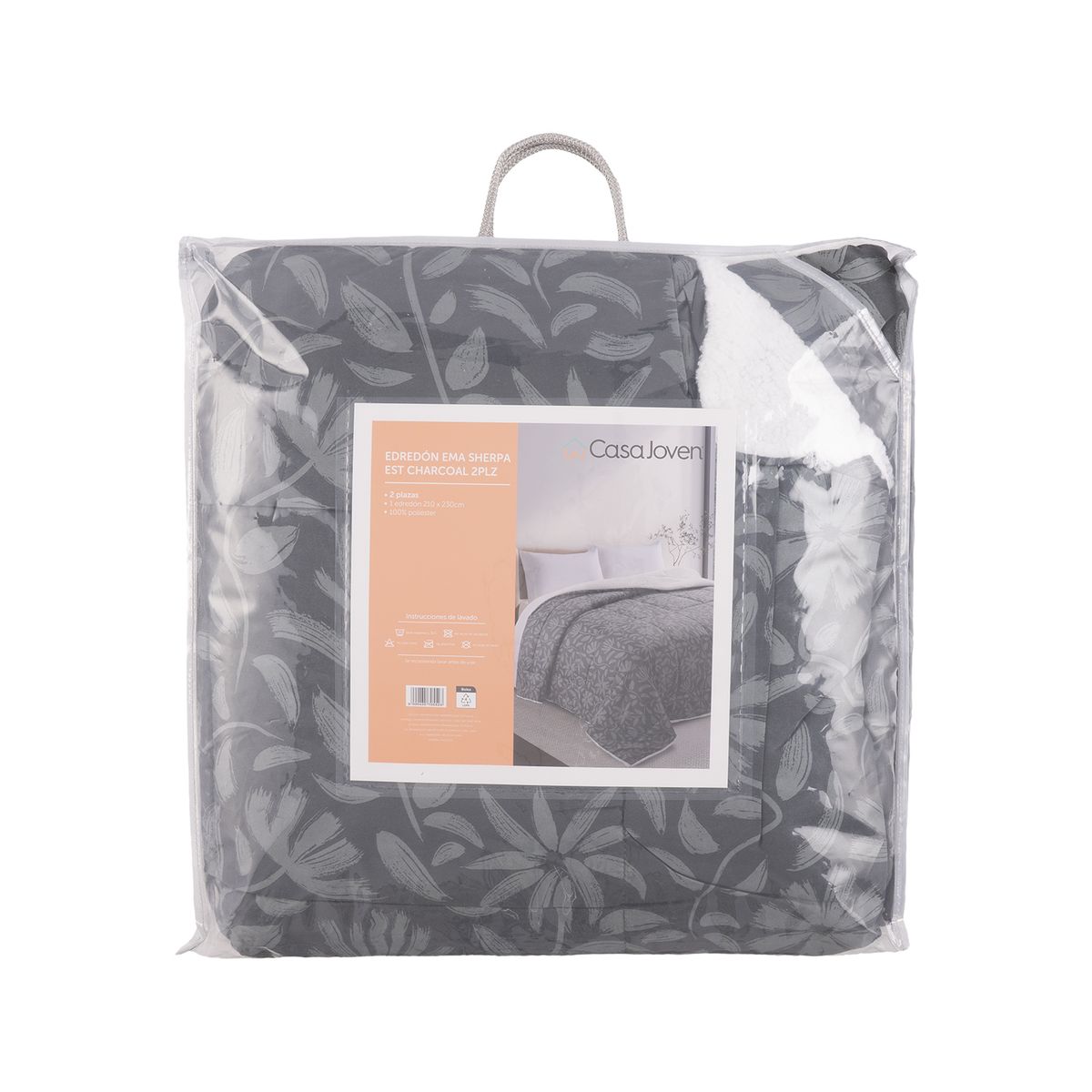 CASA JOVEN - EDREDON EMA SHERPA EST CHARCOAL 2PLZ