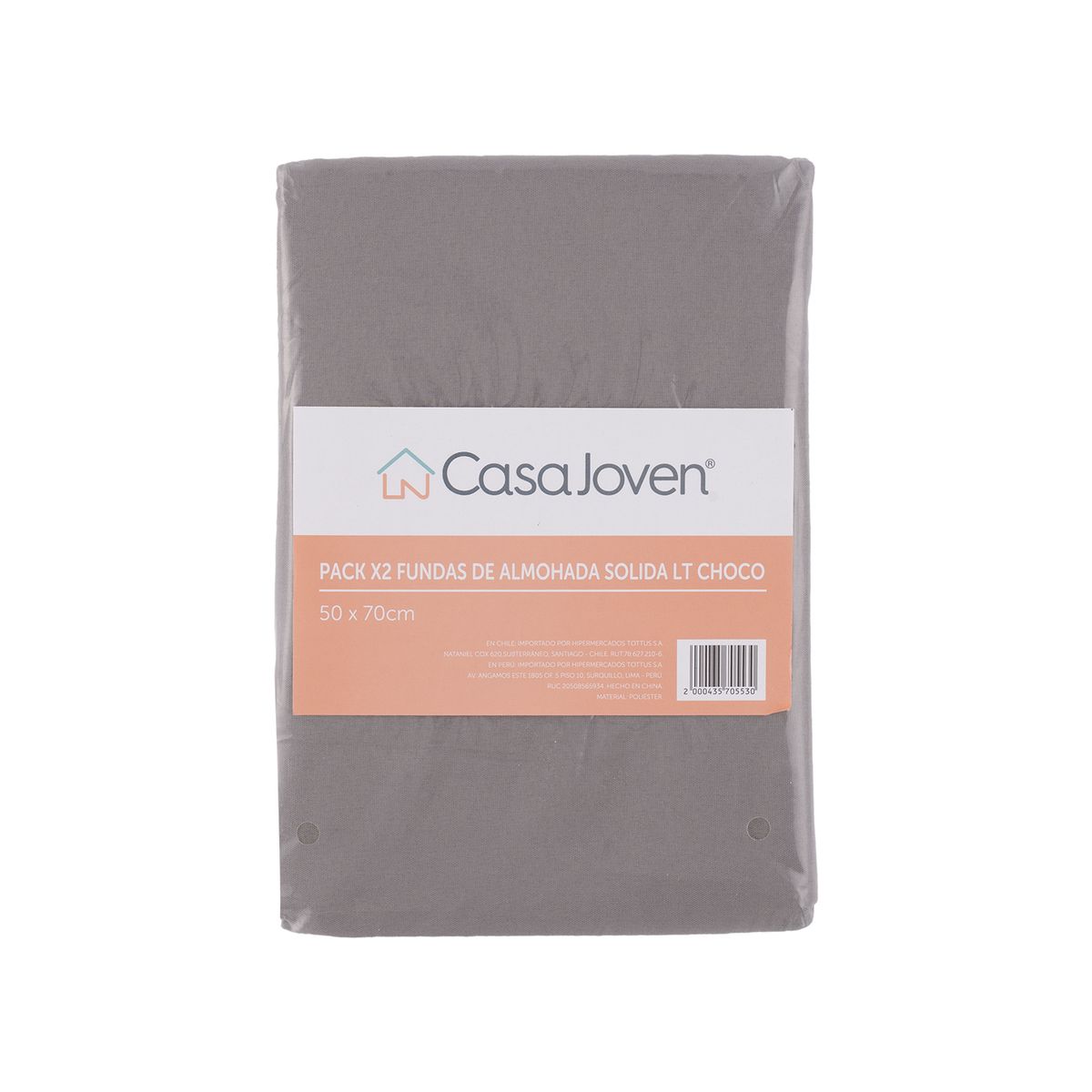 CASA JOVEN - PACKX2 FUNDAS DE ALMOHADASOLIDA LT CHOCO