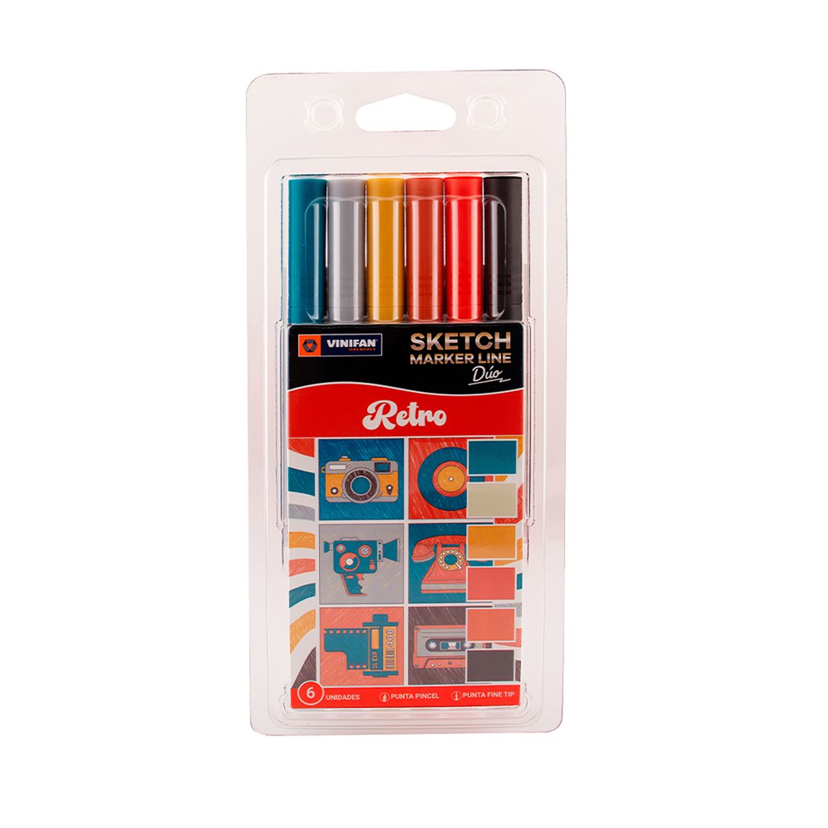 VINIFAN - Marcadores Vinifan Sketch Marker Line Retro 6 Und