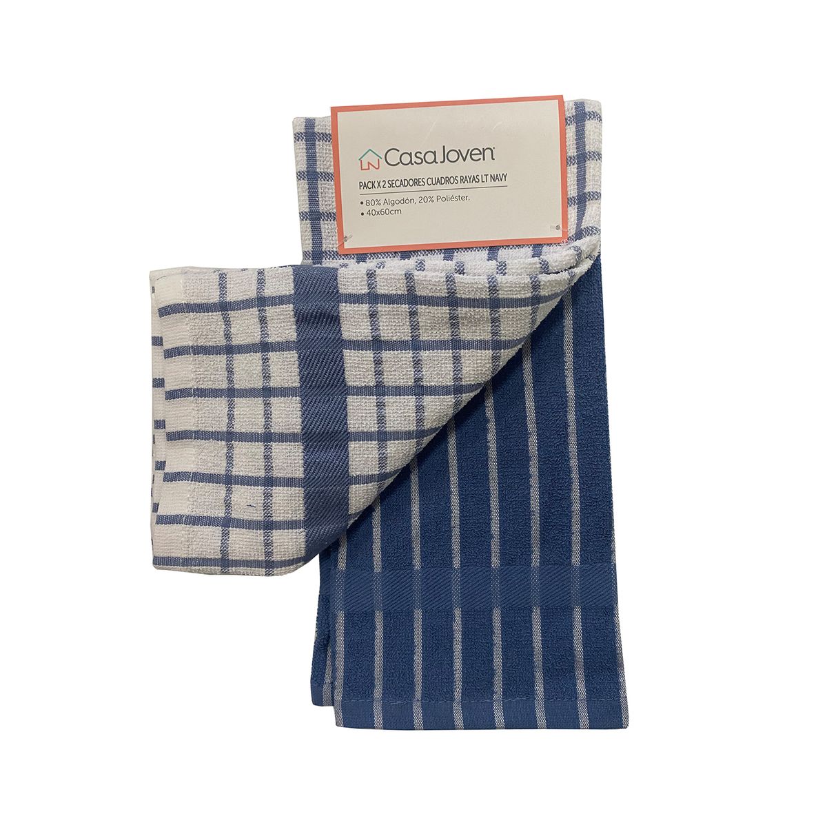 CASA JOVEN - PACK X 2 SECADORES CUADROS RAYAS LT NAVY