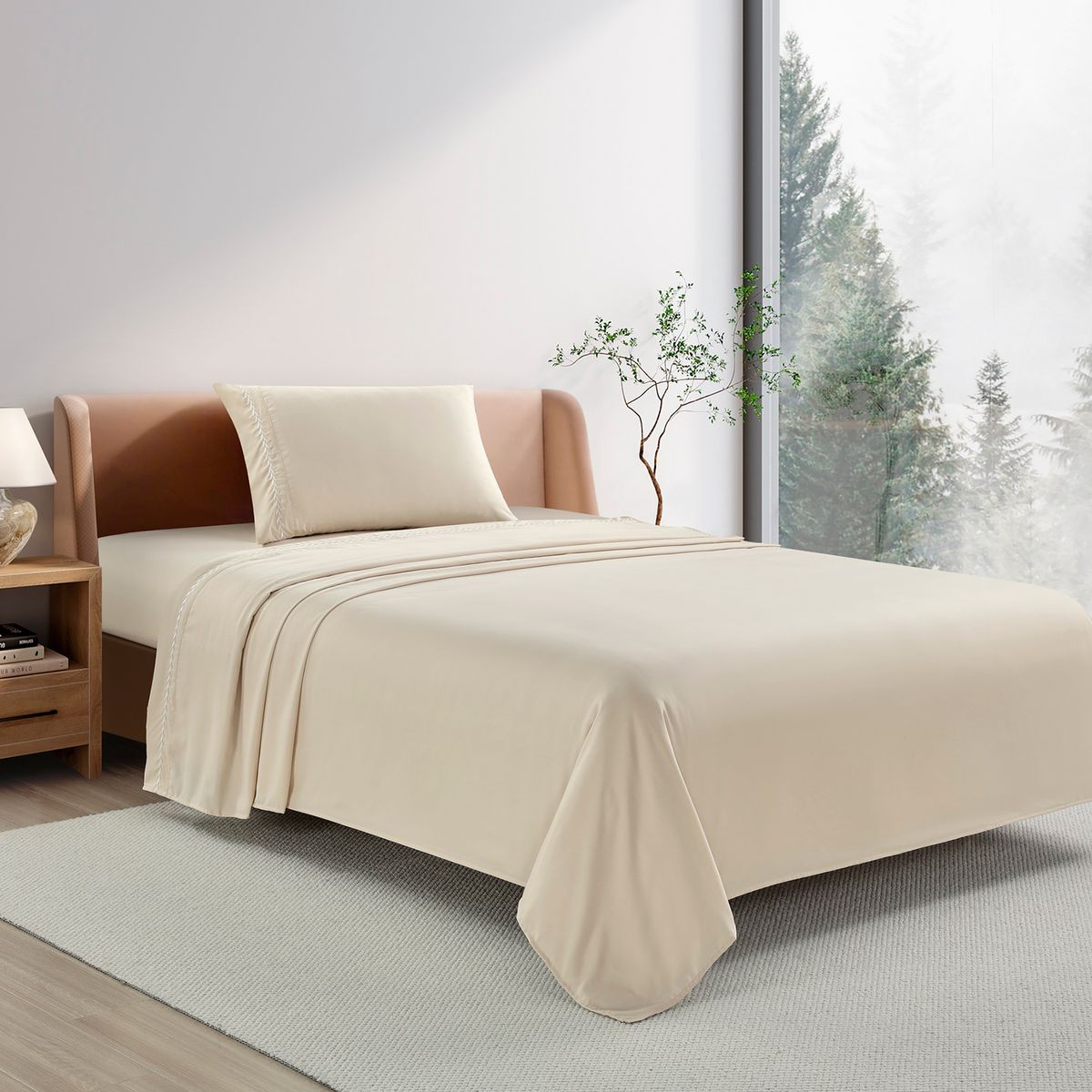 CASA JOVEN - SABANAS BRODERIE BEIGE BLANCA 1.5PLZ