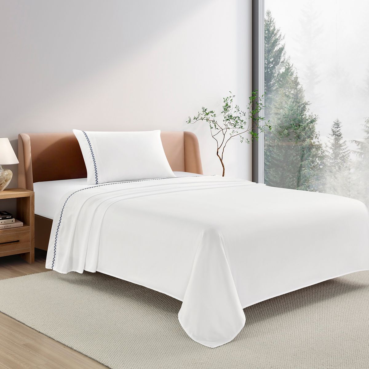 CASA JOVEN - SABANAS BRODERIE BLANCA NAVY 1.5PLZ