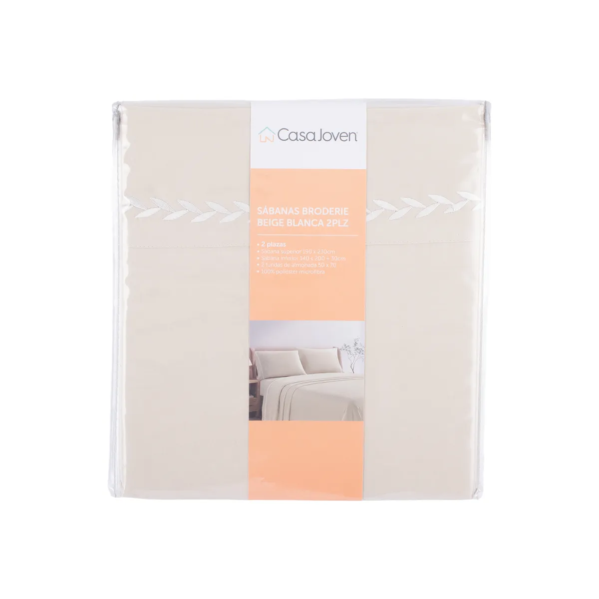 CASA JOVEN - SABANAS BRODERIE BEIGE BLANCA 2PLZ