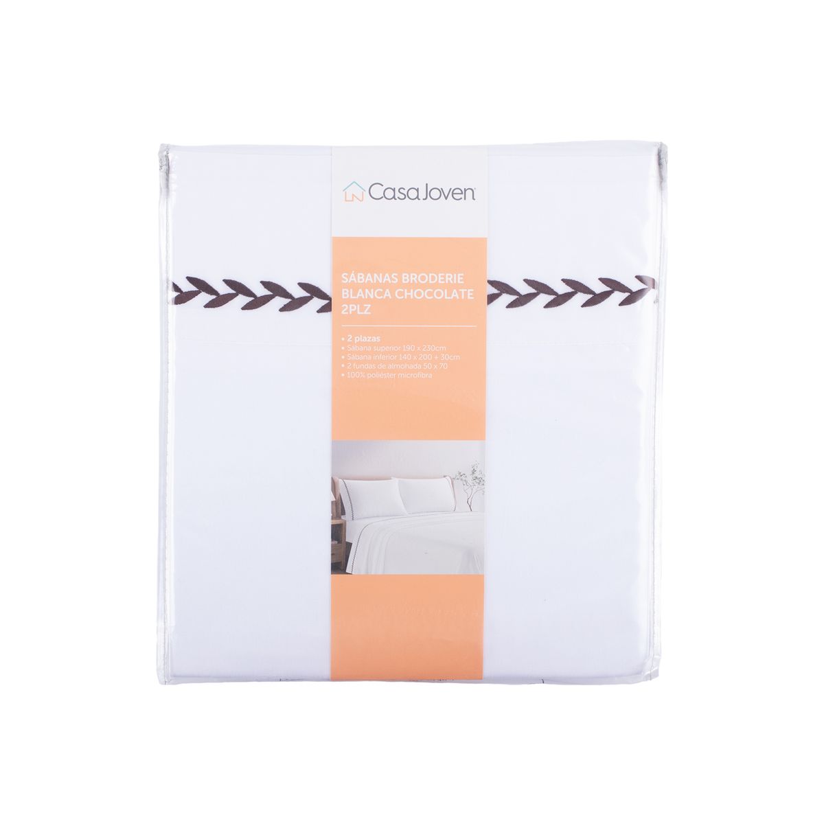 CASA JOVEN - SABANAS BRODERIE BLANCA CHOCOLATE 2PLZ