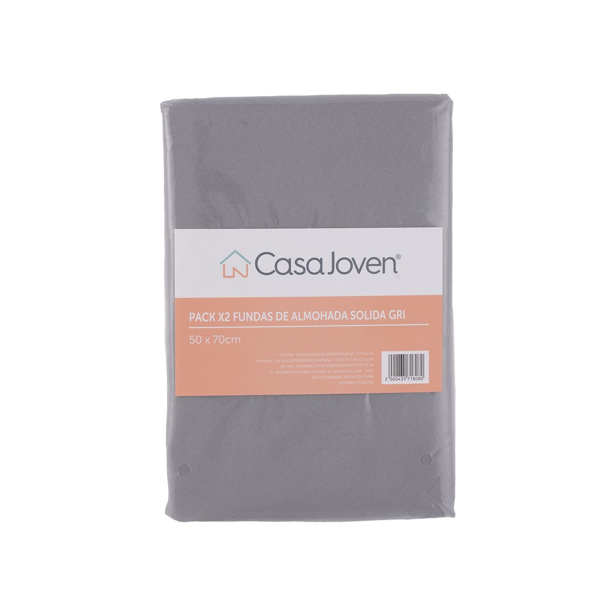 CASA JOVEN - PACK X2 FUNDAS DE ALMOHADA SOLIDA GRI