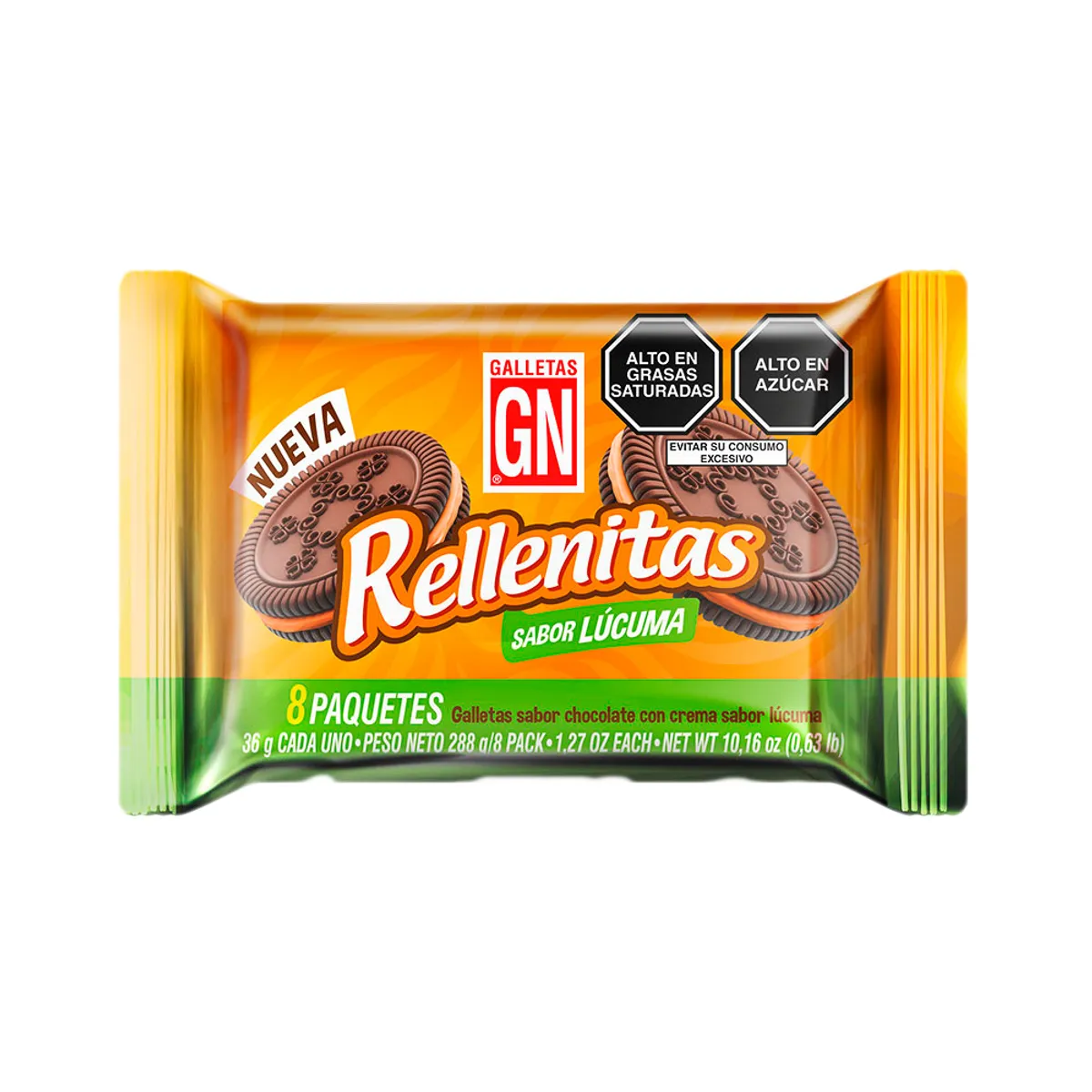 GN - Galleta GN Rellenita Sabor Lúcuma Empaque 8 Und