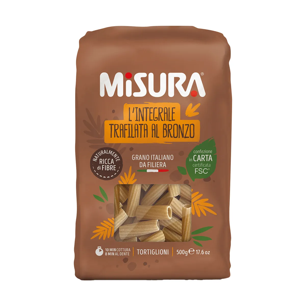 MISURA - Pasta Integral Misura Tortiglioni Empaque 500 g