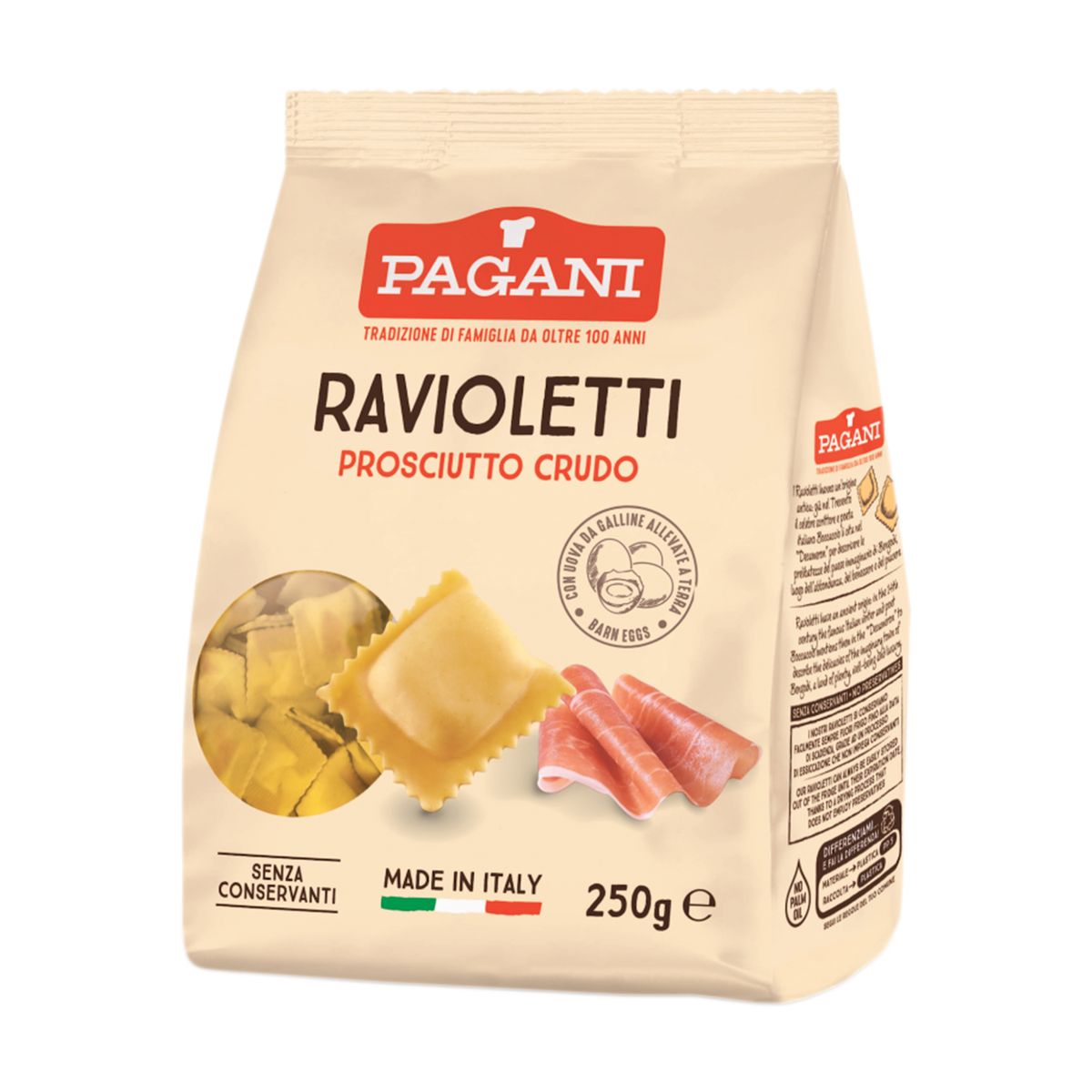 PAGANI - Pasta Revioletti Pagani Prosciutto Crudo Bolsa 250 g