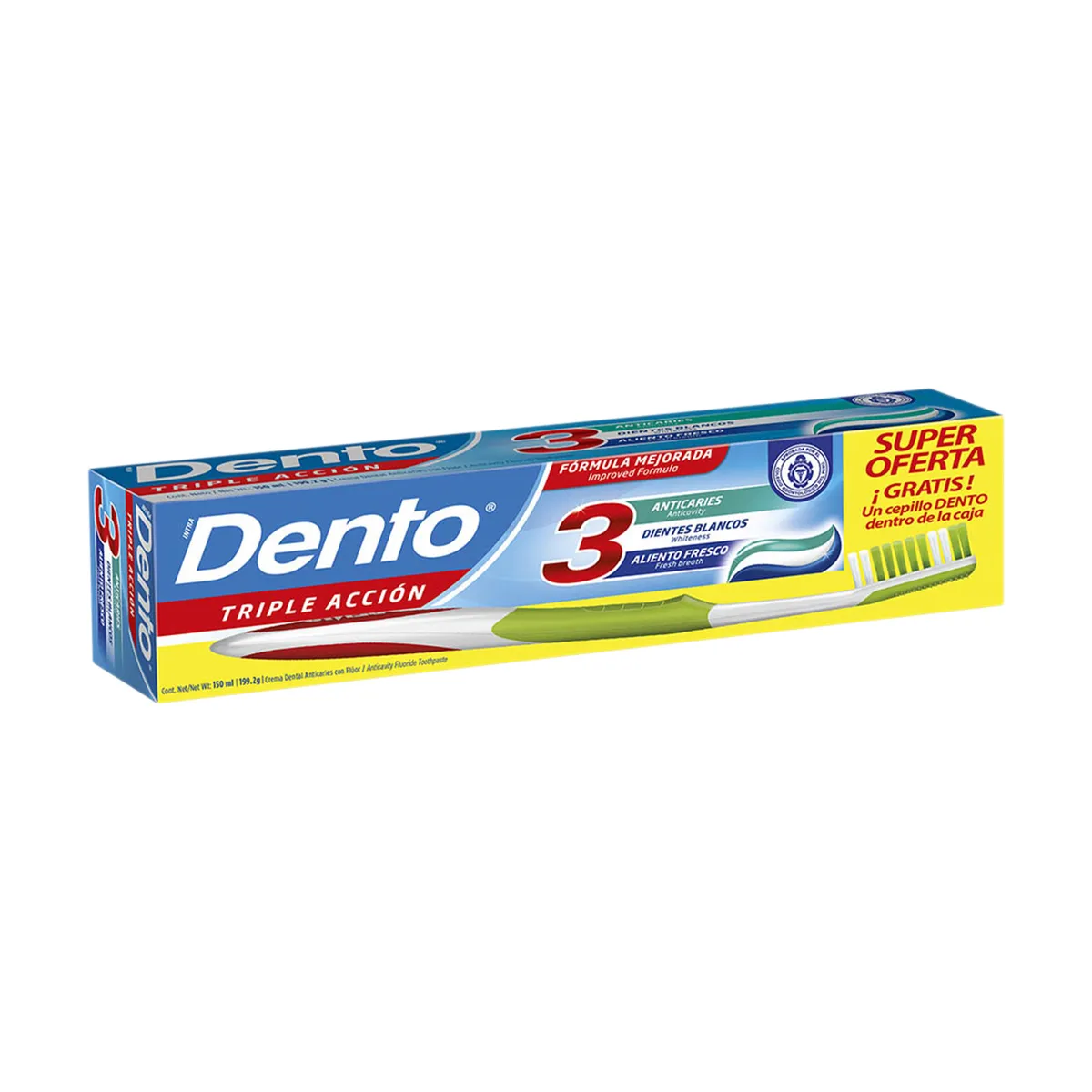 DENTO - Pasta Dental Dento Triple Acción 150 mL + cepillo