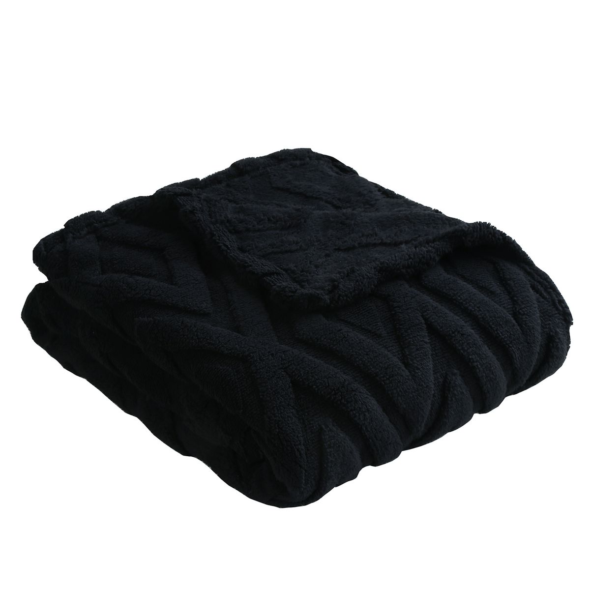 CASA JOVEN - MANTA JACQUARD ROMBOS NEGRA