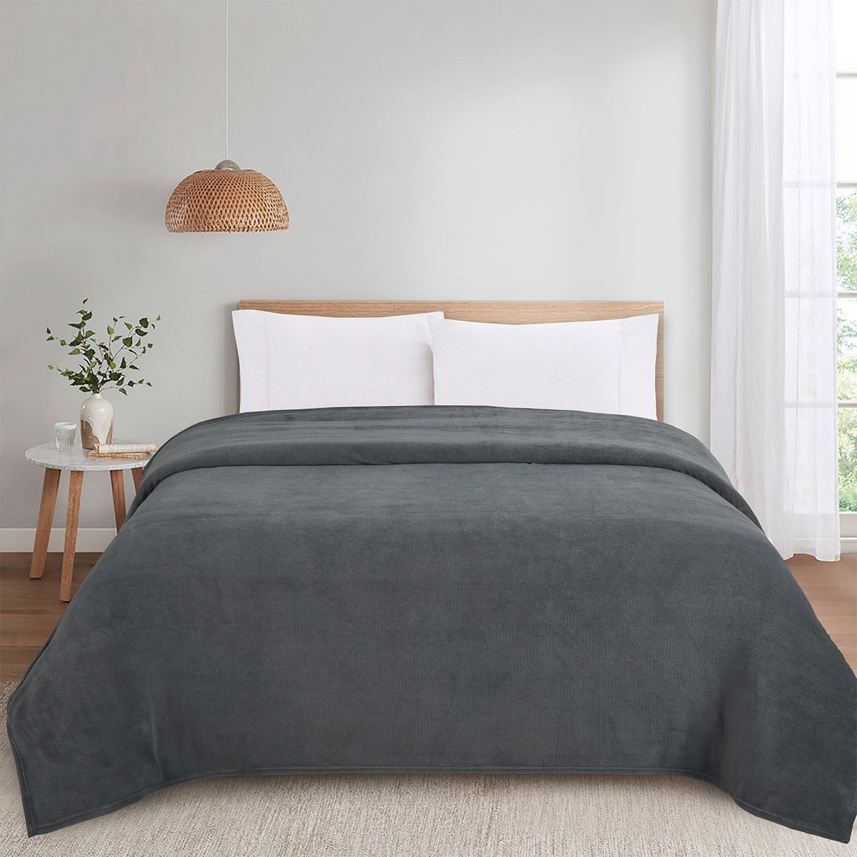 CASA JOVEN - FRAZADA CORAL FLEECE 2PLZ CHARCOAL