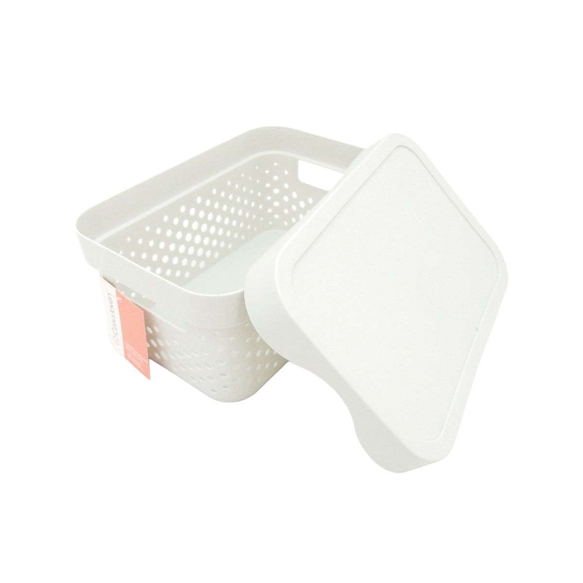 CASA JOVEN - Canasta Organizadora Plastico Gris con Tapa