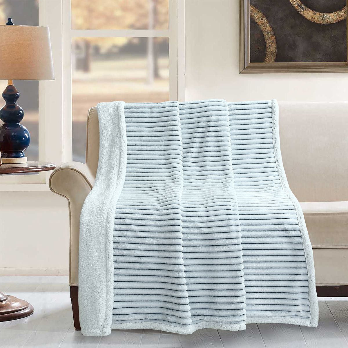 CASA JOVEN - MANTA JQ FLANNEL SHERPA LINEAS ESMERALDA