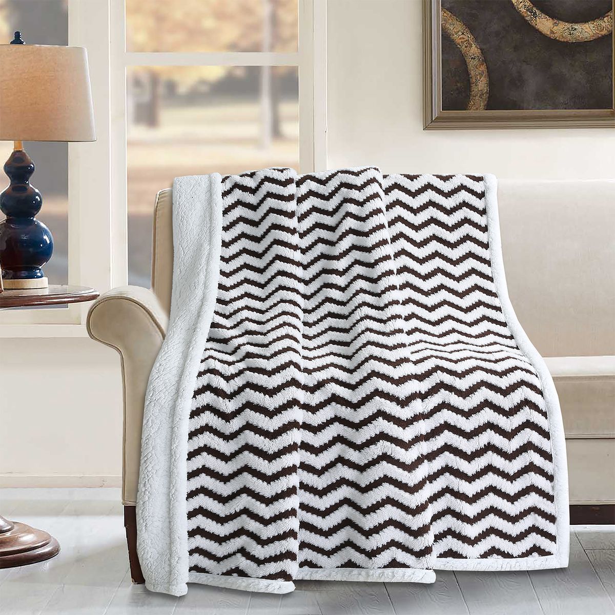 CASA JOVEN - MANTA CATIONIC SHERPA ZIGZAG CHOCOLATE