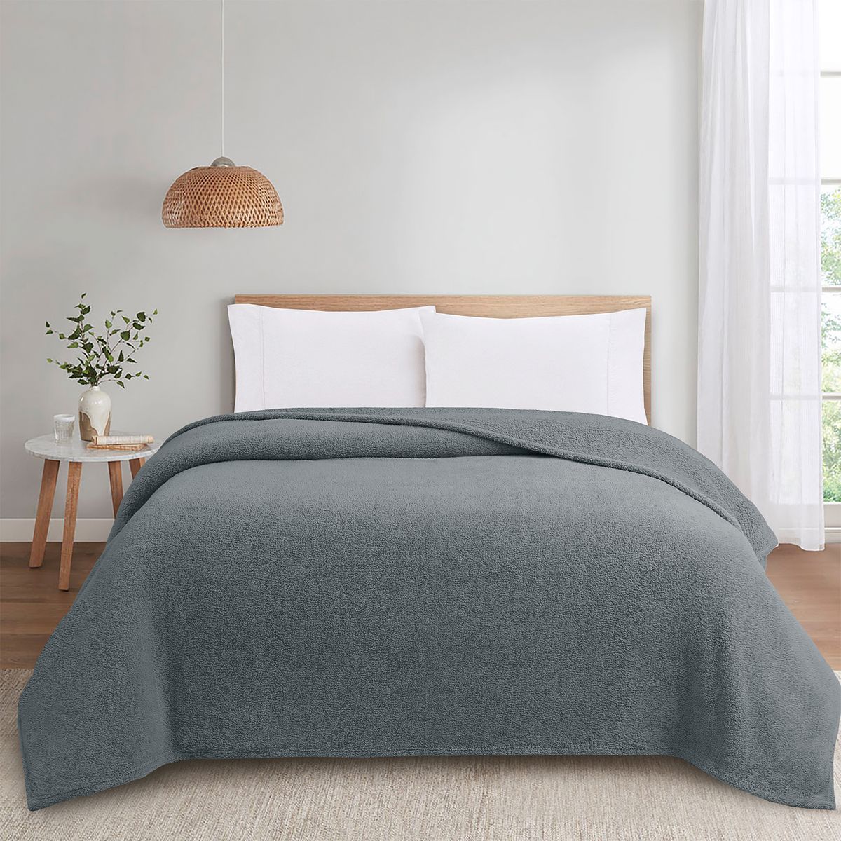 CASA JOVEN - FRAZADA SHERPA 1.5 PLZ PLOMO