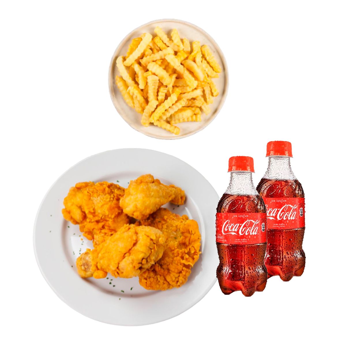 TOTTUS - Pollo Broaster Tottus 4 Piezas + Papas + 2 Coca Cola 300 Ml