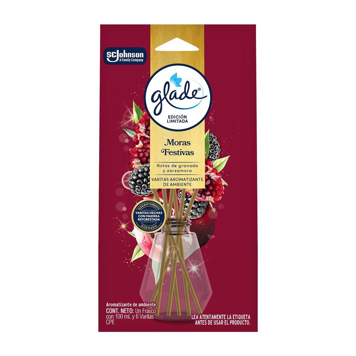 GLADE - Ambientador Varitas Moras Festivas Envase 100 mL