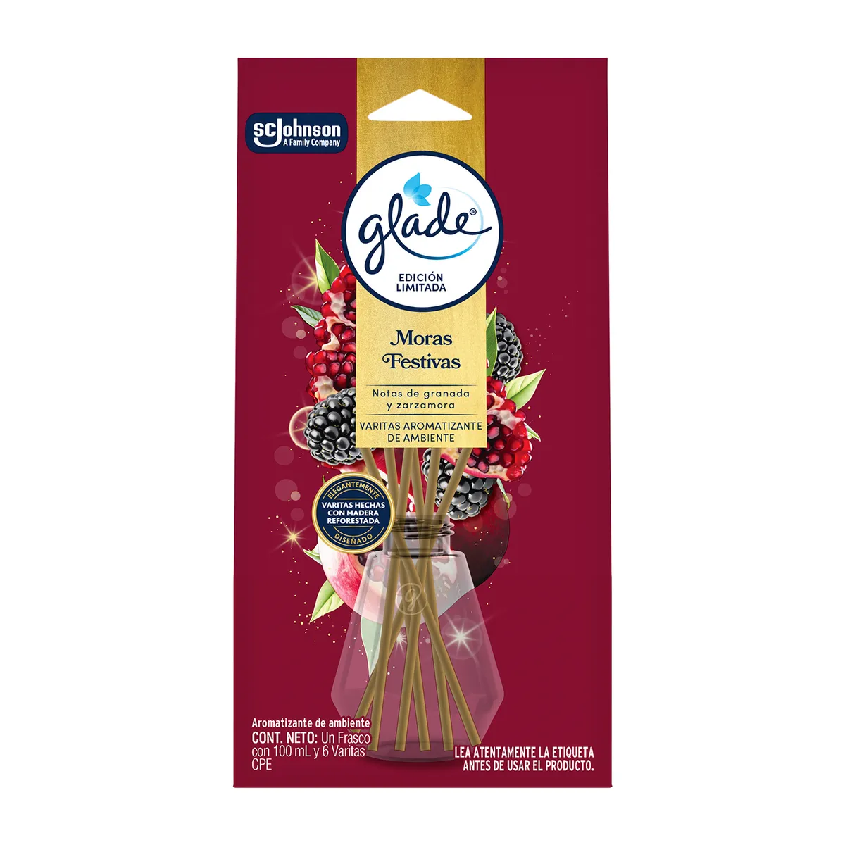 GLADE - Ambientador Varitas Moras Festivas Envase 100 mL