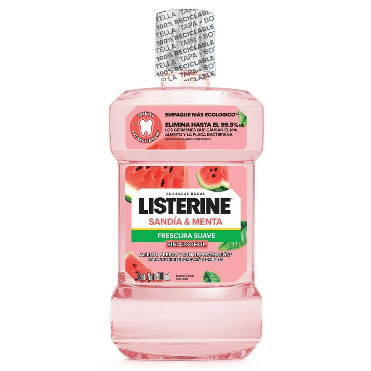 LISTERINE - Enjuage Bucal Listerine Sandía Sin Alcohol Botella 500 mL