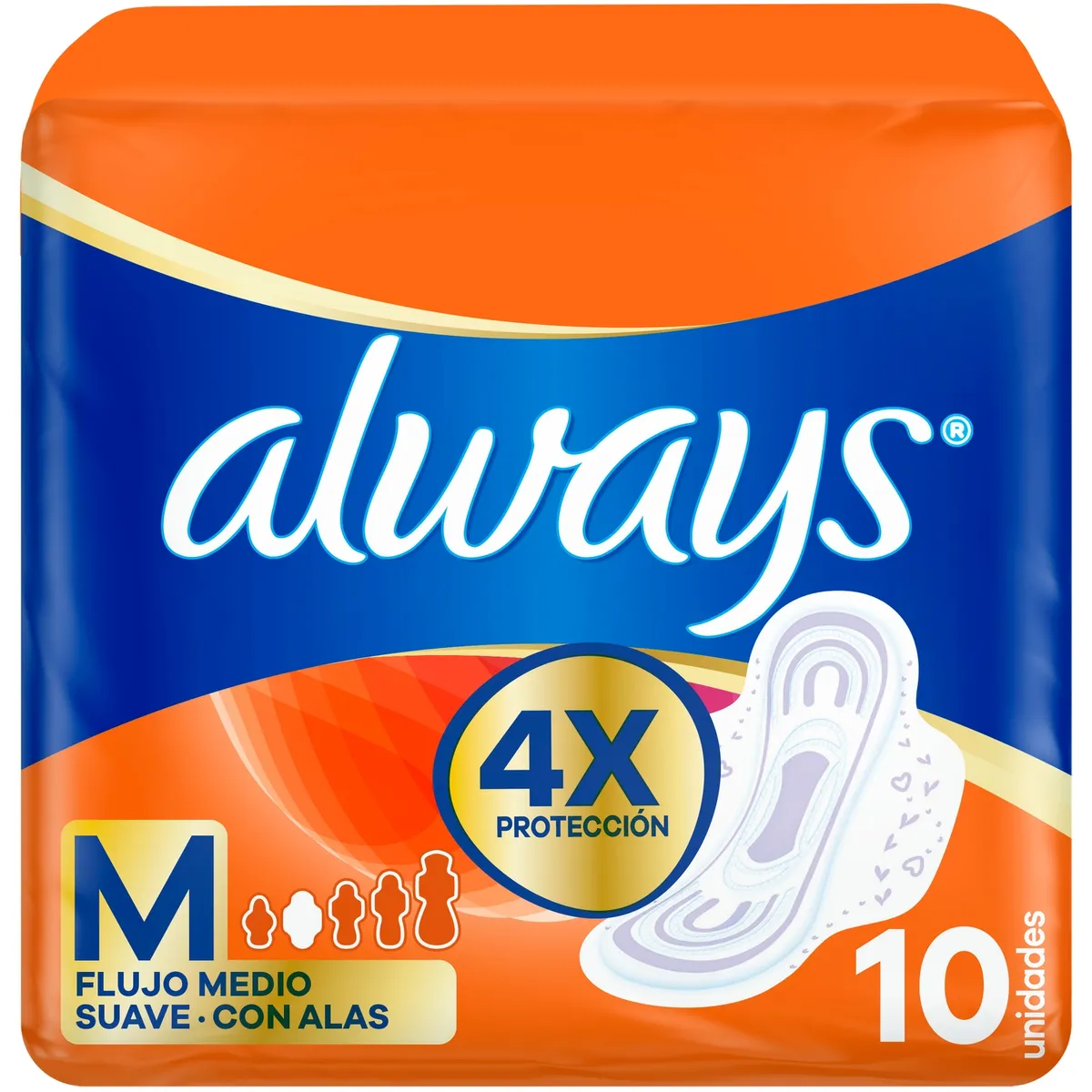 ALWAYS - Toalla Sanitaria Always Suave Con Alas Tamaño M Bolsa 10 Und