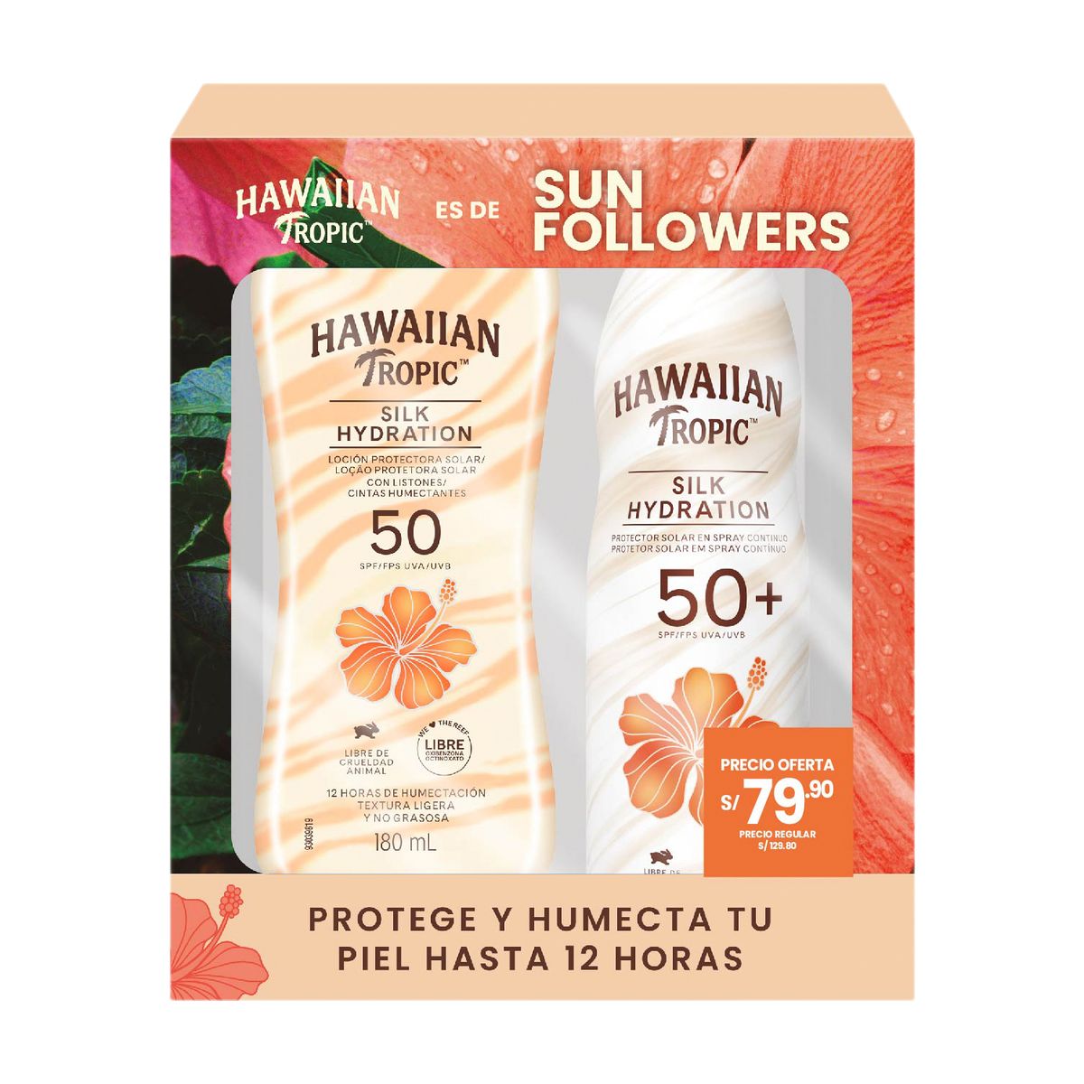 HAWAIIAN TROPIC - Pack Hawaiian Tropic Silk Loción SPF50 180 mL + Spray SPF50 180 mL
