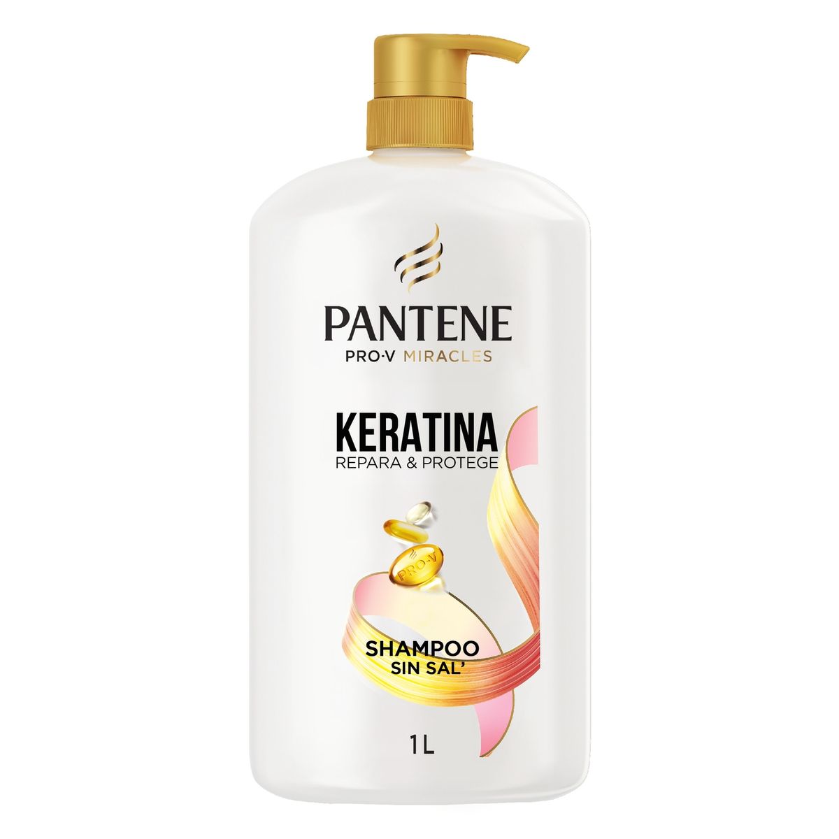 PANTENE - Shampoo Sin Sal' Cabello Seco Pantene Keratina Con Pro Vitamina B5 Bomba Botella 1 L