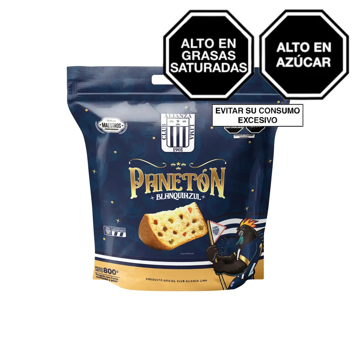 ALIANZA LIMA - Panetón Hincha Blanquiazul Alianza Bolsa 800 g