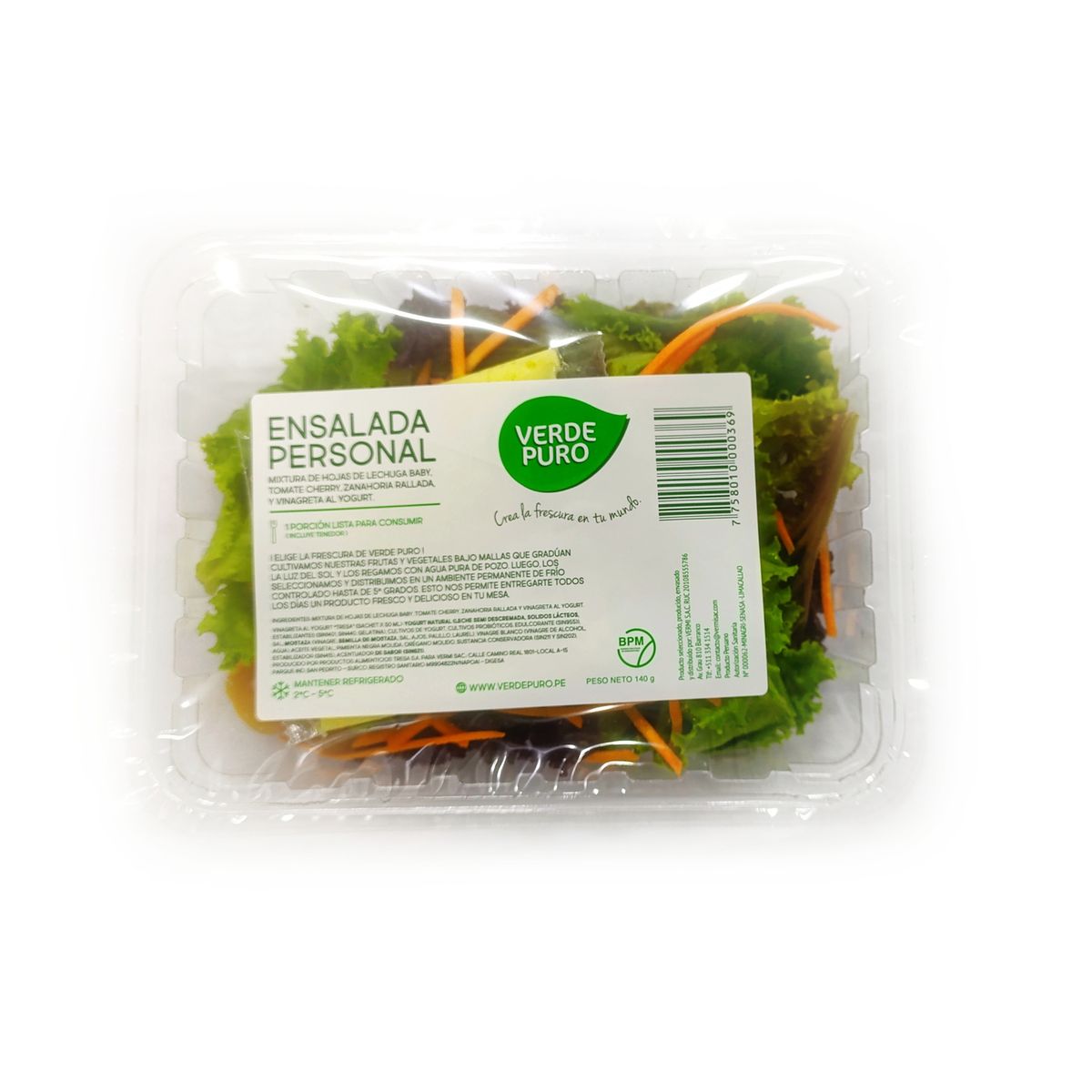 VERDE PURO - Ensalada Personal Verde Puro x 140 g