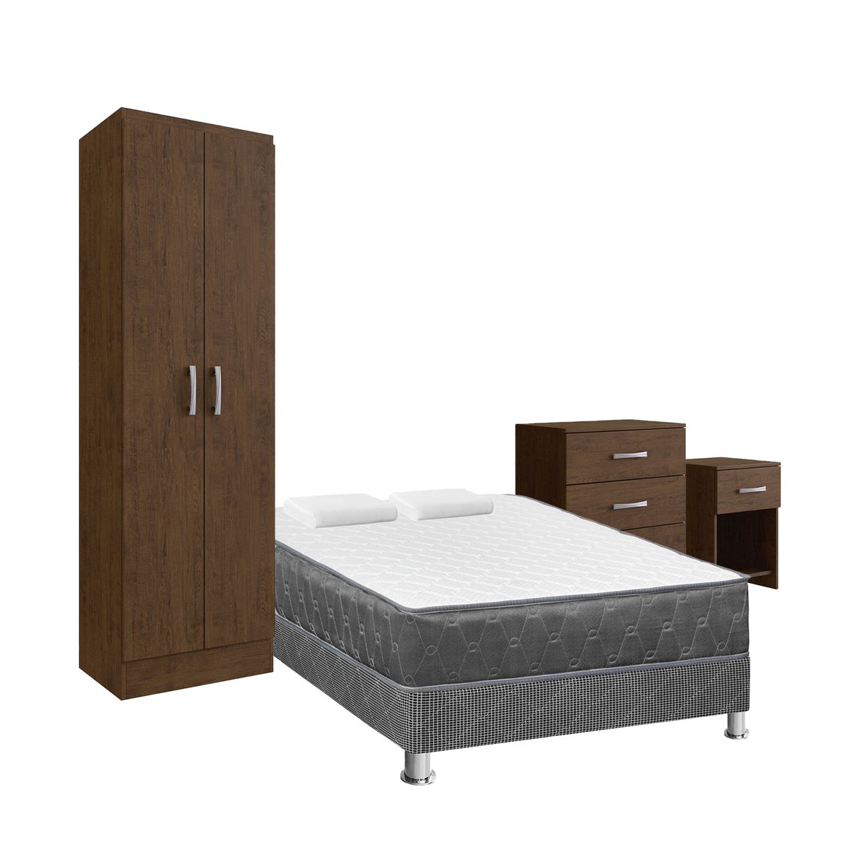  - Combo Cama Acqua 2 Plazas + Multiusos + Cómoda + Mesa de Noche + Sofá Cama